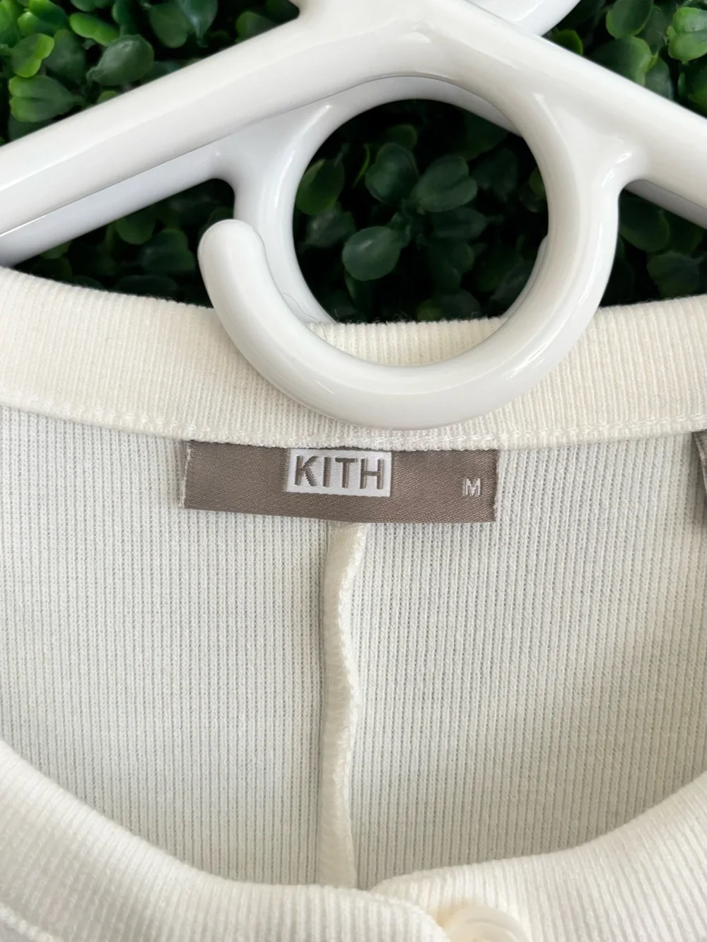Kith Cream Ribbed Henley Top - Picture 2 of 4